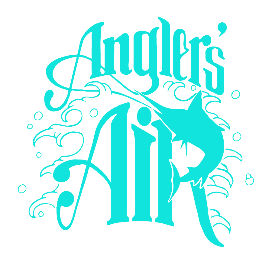 Angler's Air logo with marlin jumping as the 'R' in 'Air